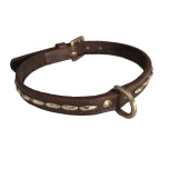 Brooklyn Leather Collar Brass w Small Studs - Brown
