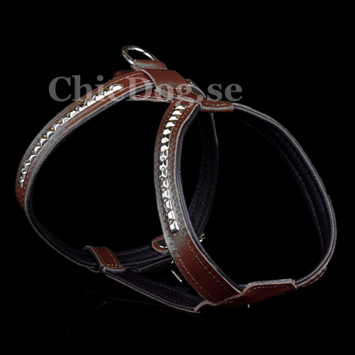 Leather Harness w studs - Brown